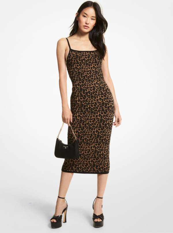Damske Saty Michael Kors Leopard Jacquard Midi Oranžové Hnede - Oblecenie Michael Kors Outlet | DSCLH-6509